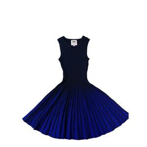 Milly Minis Dress Girls 7/8 Pleated Skater Ribbed Knit Sleeveless